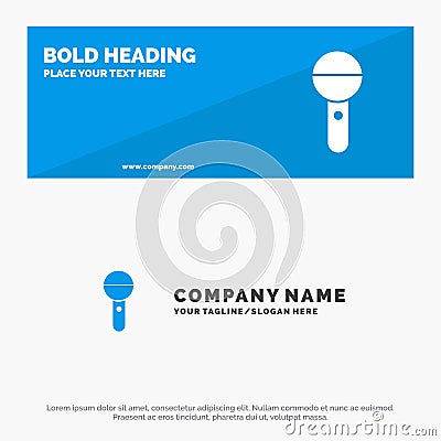 Media, Mic, Microphone, Press, Sound SOlid Icon Website Banner and Business Logo Template Vector Illustration