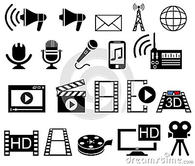 Media and Movie icons set Vector Illustration