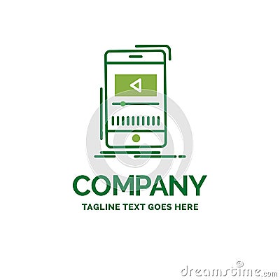 media, music, player, video, mobile Flat Business Logo template Vector Illustration
