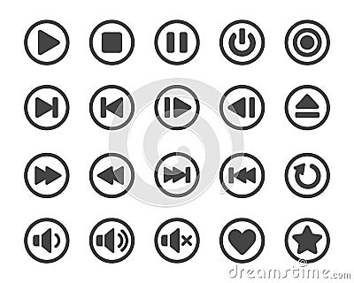 Media player button icon set Vector Illustration