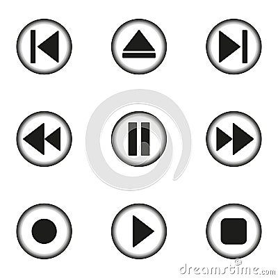 Media player button icons. Multimedia control symbols. Vector illustration. EPS 10. Vector Illustration