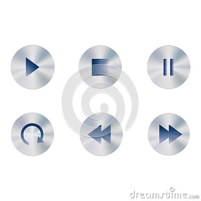 Media player buttons. Control icons set. Play, stop, pause and rewind elements on white background. Video and audio buttons. Websi Vector Illustration