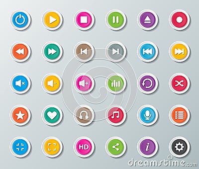 Media player buttons Vector Illustration