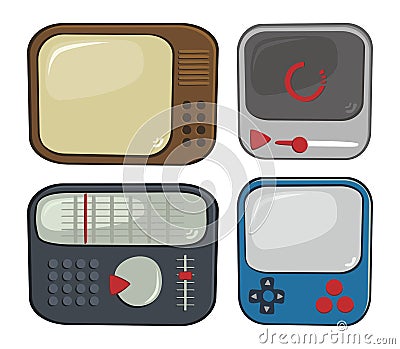 Media player cartoon set Vector Illustration