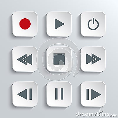 Media player control icon set Vector Illustration