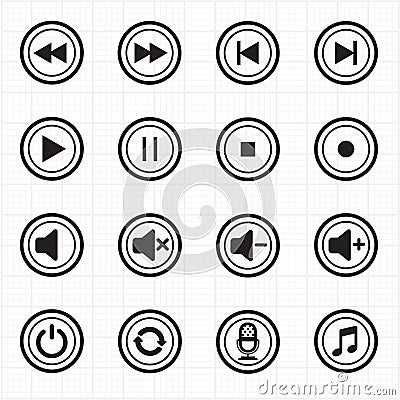 Media player icons vector Vector Illustration