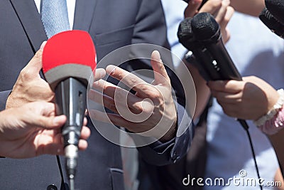 Media or press interview Stock Photo