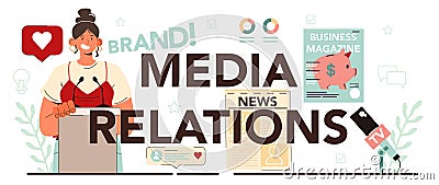 Media relations typographic header. Specialist developing commercial Vector Illustration