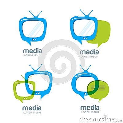 Media and tv news logo design template. Vector Illustration