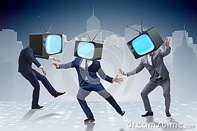 The media zombie concept with man and tv set instead of head Stock Photo