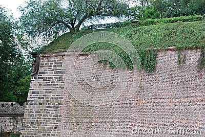 Mediaeval Fortified Castle Wall Vysehrad Prague Czech Republic Stock Photo