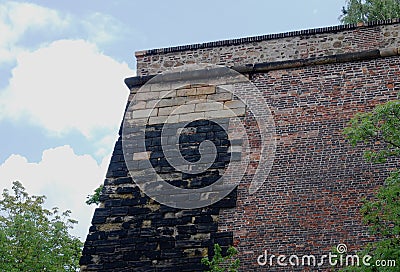 Mediaeval Wall at Vysehrad Fortress Prague Czech Republic Stock Photo