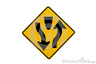 Median ahead road sign isolate Stock Photo