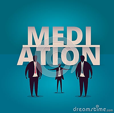 Mediation concept. Mediator assists disputing parties. Resolving Vector Illustration