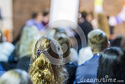 Professional Mediators Having a Public Discussion at the Round Table Stock Photo