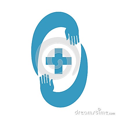 Medic cross icon, pharmacy logo template. Stock Photo