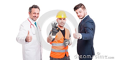 Medic or doctor and businessman showing like gesture Stock Photo