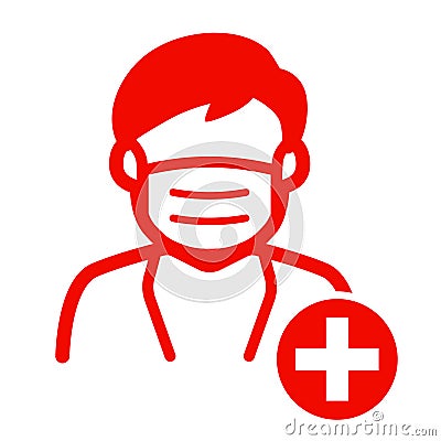 Medic doctor medical staff symbol man with face mask healthcare icon Vector Illustration