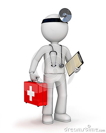 Medic with first aid bag Cartoon Illustration