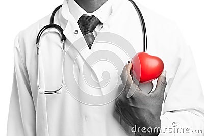 Medic holding heart near chest Stock Photo