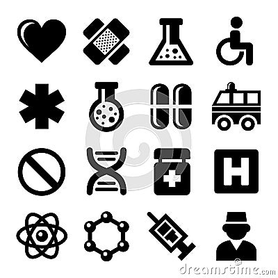 Medic Icons Set on White Background. Vector Vector Illustration