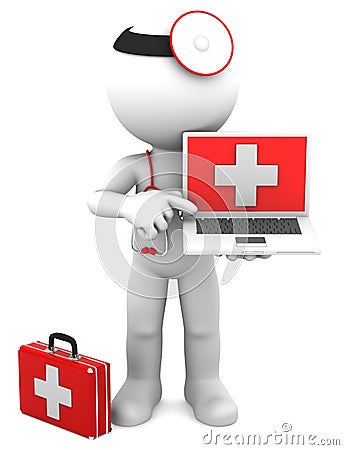 Medic with laptop Stock Photo