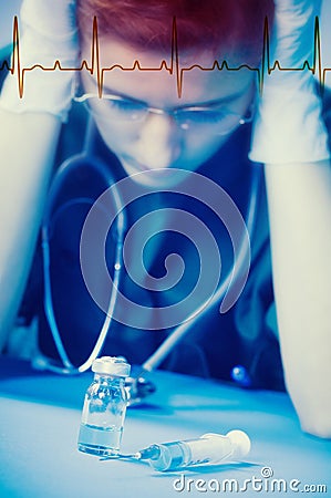 Medic with medical dilemma Stock Photo