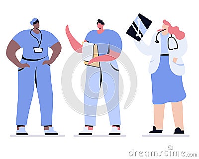 medic people vector doctors and nurses doctor with x-ray Vector Illustration