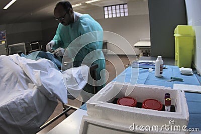Medic working at morgue 003 Editorial Stock Photo