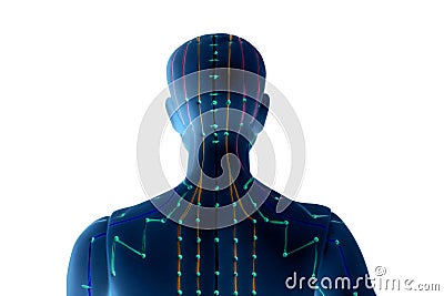 Medical acupuncture model of human on white Stock Photo