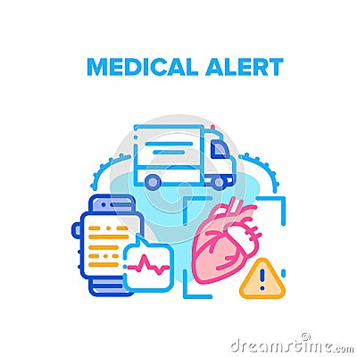 Medical Alert Vector Concept Color Illustration Vector Illustration