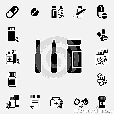 Medical ampoule or vaccine icon set Vector Illustration