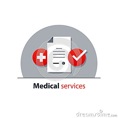 Medical analysis, annual check up, health insurance concept, hospital treatment Vector Illustration