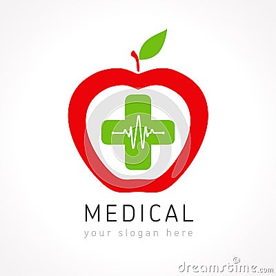 Medical apple plus company logo Vector Illustration