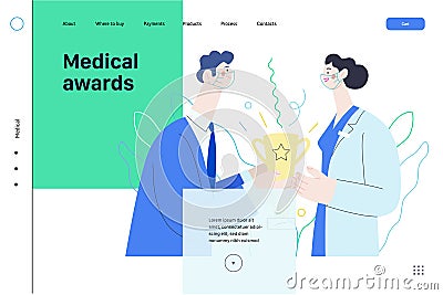 Medical awards - medical insurance web template. Modern flat vector Vector Illustration