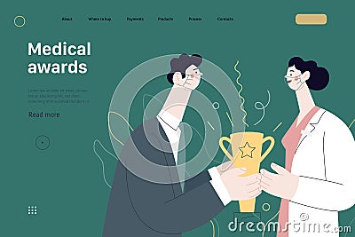 Medical awards - medical insurance web template. Modern flat vector Vector Illustration