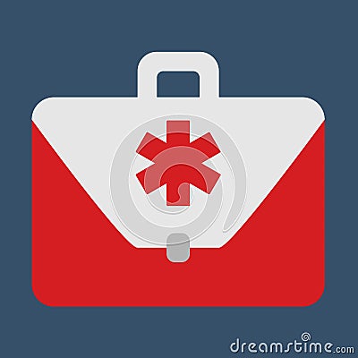 Medical bag. Object flat icon. Vector Illustration. Vector Illustration