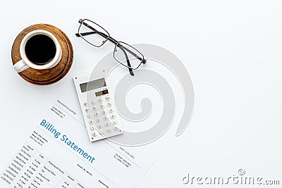 Medical billing statement with calculator. Payment for hospital service Stock Photo