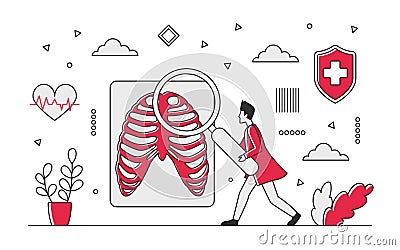 Medical body radiology test diagnosis Cartoon Illustration