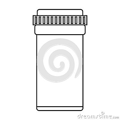 Medical bottle pills pharmacy thin line Vector Illustration
