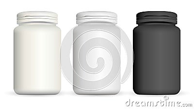 Medical bottles set. Black White drug containers Vector Illustration