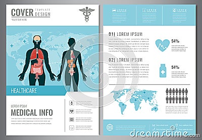 Medical Brochure Design Template. Healthcare and Medical concept. Flyer with medicine icons. Vector Vector Illustration