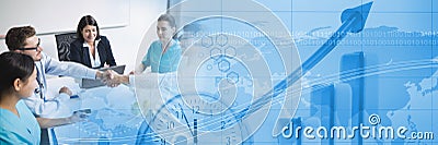 Medical business meeting with blue finance graph transition Stock Photo