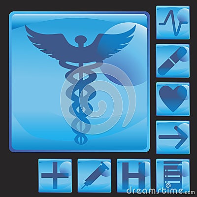 Medical Button Icon Set Vector Illustration