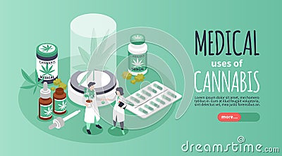 Medical Cannabis Horizontal Banner Vector Illustration