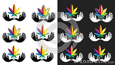 Medical cannabis marijuana leaf icon with peaceful dove symbol Stock Photo