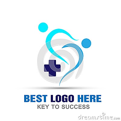 Medical care health family care cross logo icon on white background Cartoon Illustration