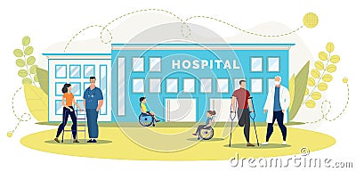 Medical Center for Disabled People Flat Vector Vector Illustration