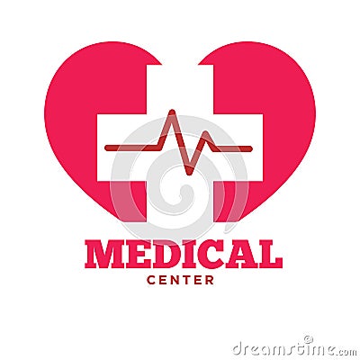Medical center poster with heart symbol vector illustration Vector Illustration