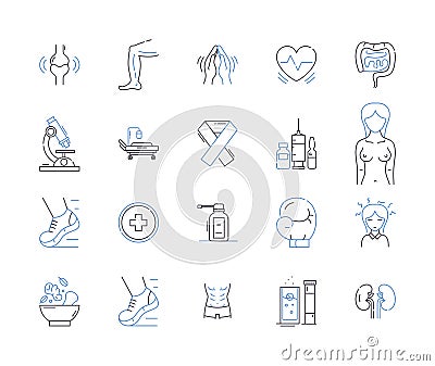 Medical centre outline icons collection. Clinic, Hospital, Health, Medical, Centre, Care, Treatment vector and Vector Illustration